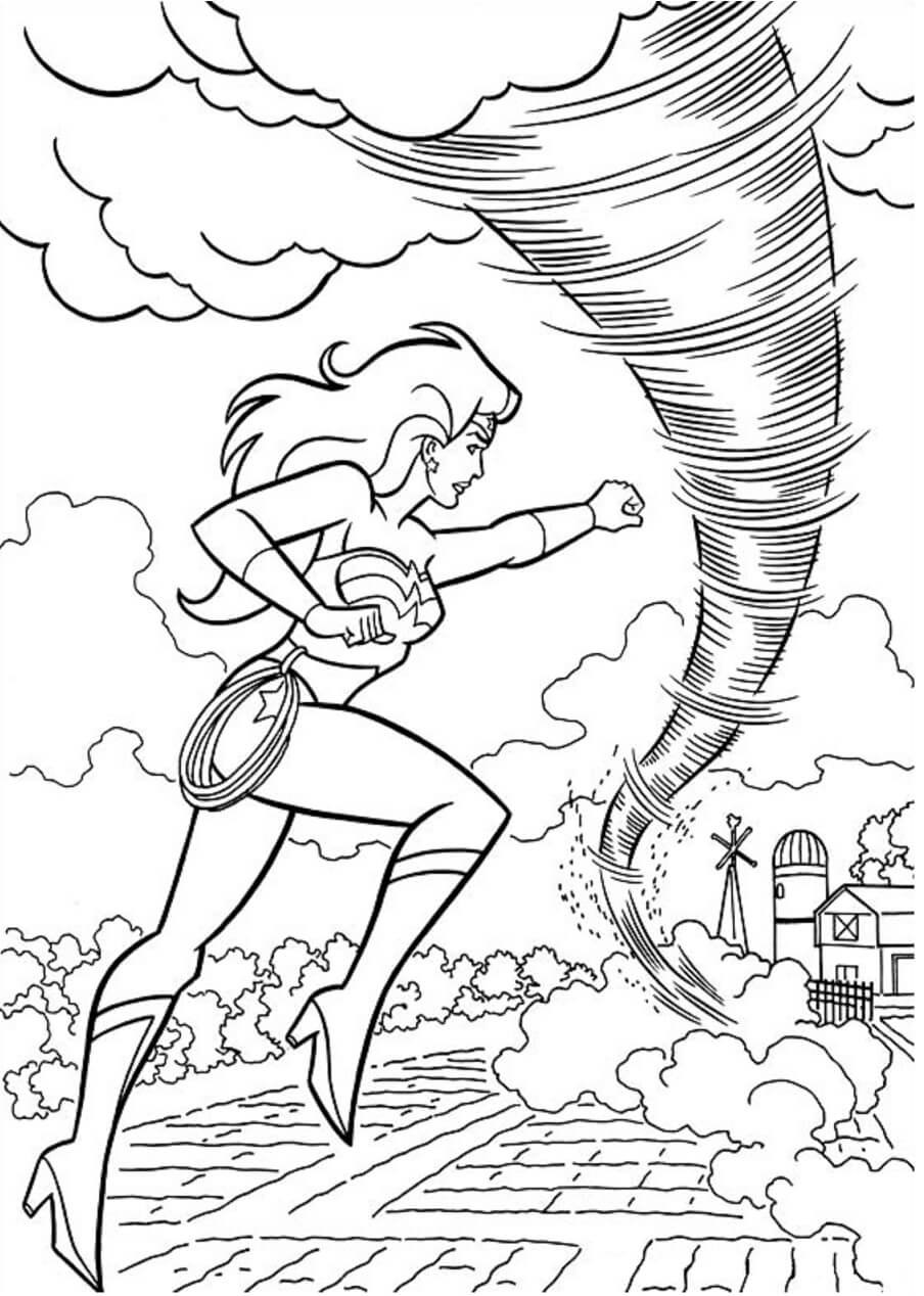 Wonder Woman Med Tornado fargeleggingsside