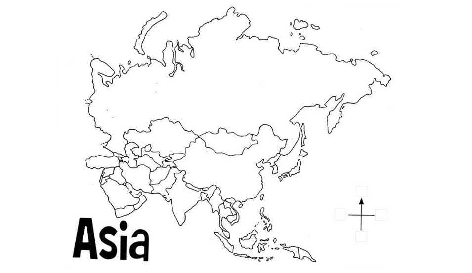 Asia-kart for studenter fargeleggingsside