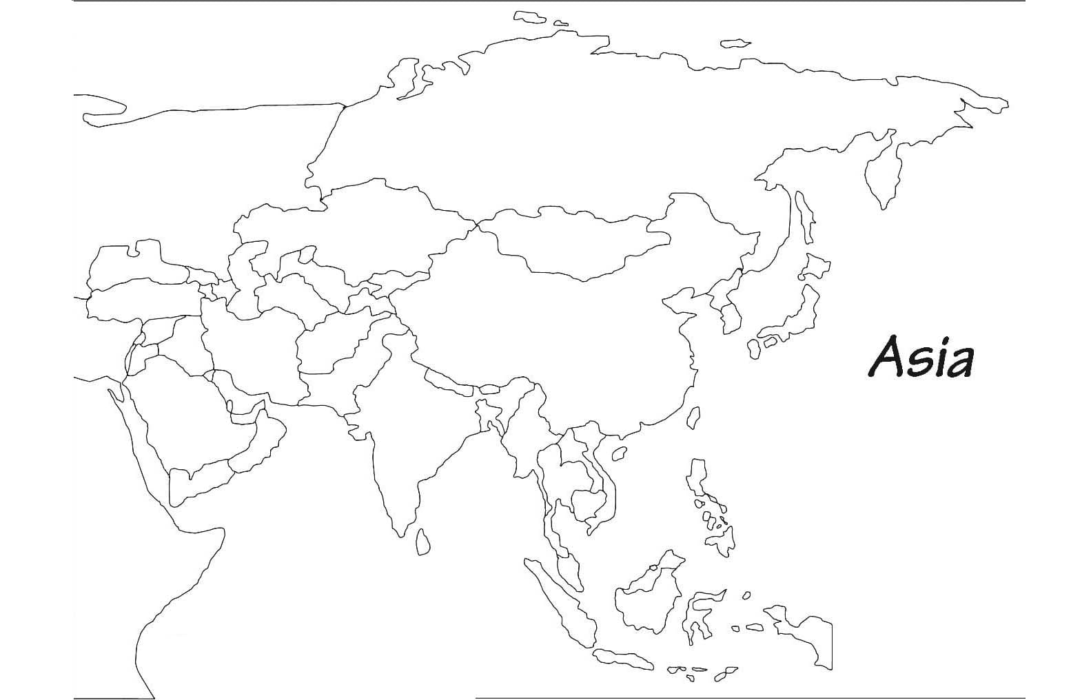 Asia-kartoversikt fargeleggingsside