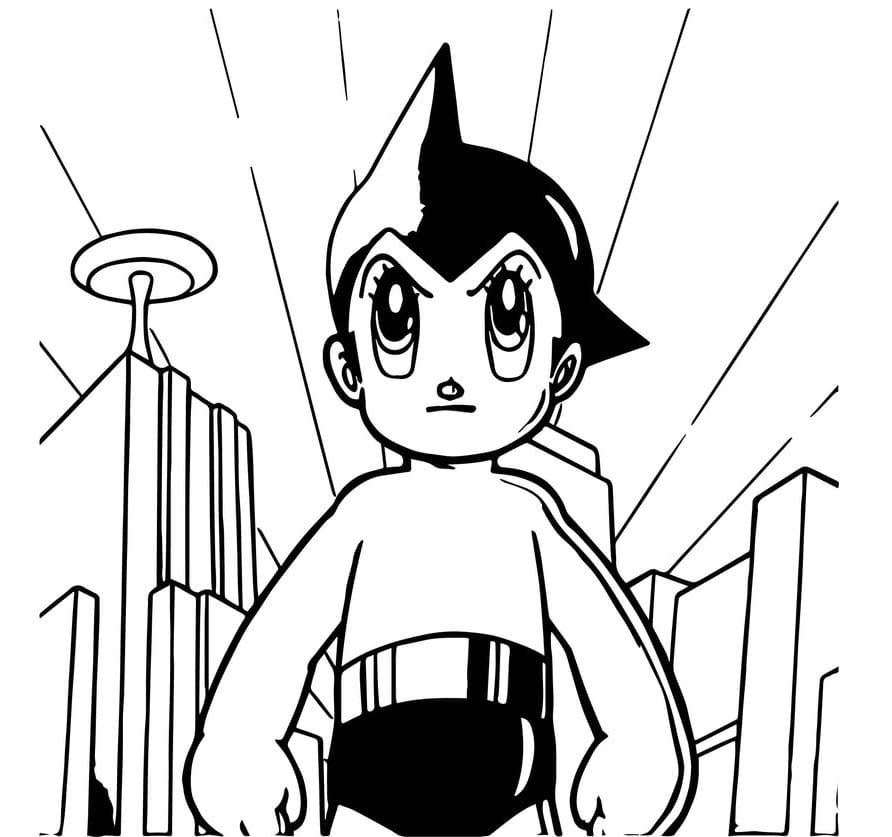 Astro Boy sint i byen fargeleggingsside