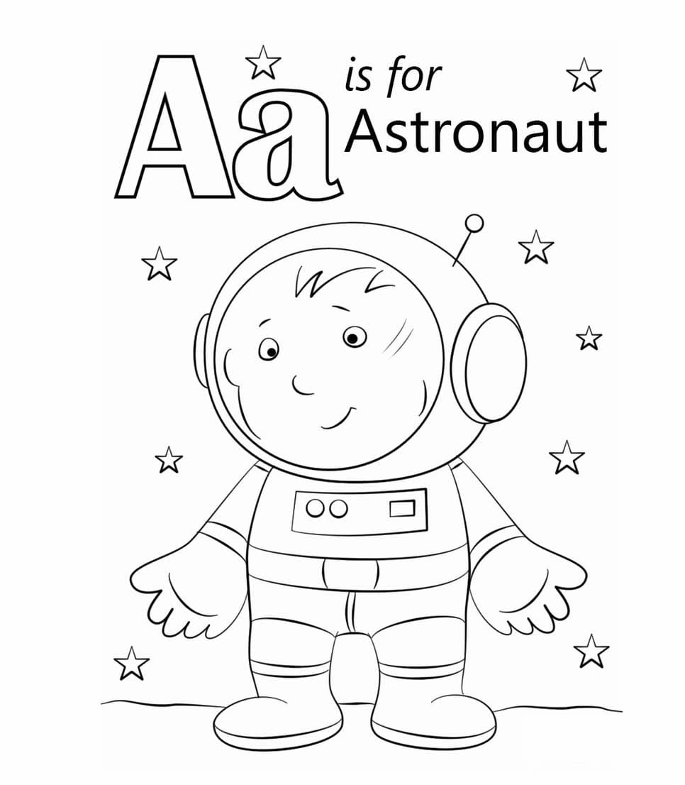 Bokstaven A Er For Astronaut fargelegging