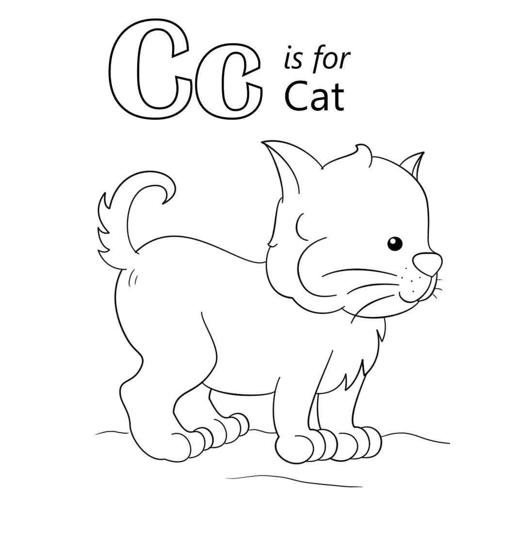 Bokstaven C Er For Katt fargelegging