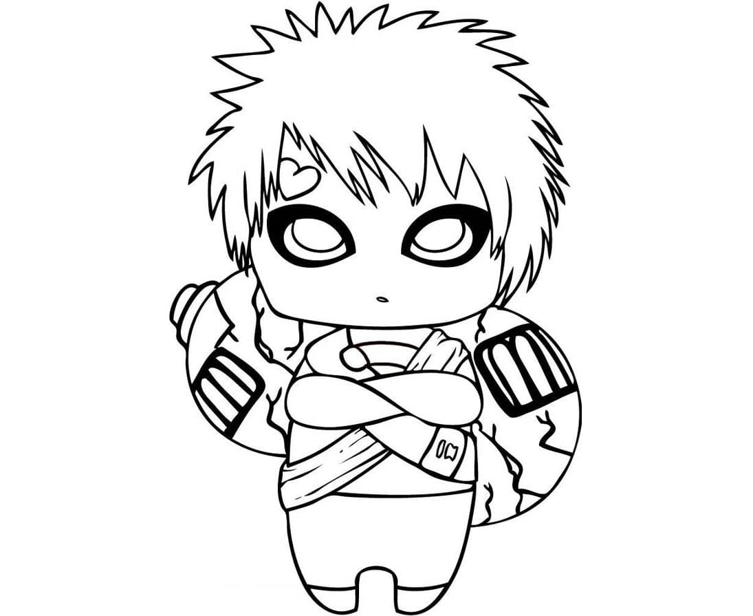 Chibi søte Gaara fargeleggingsside