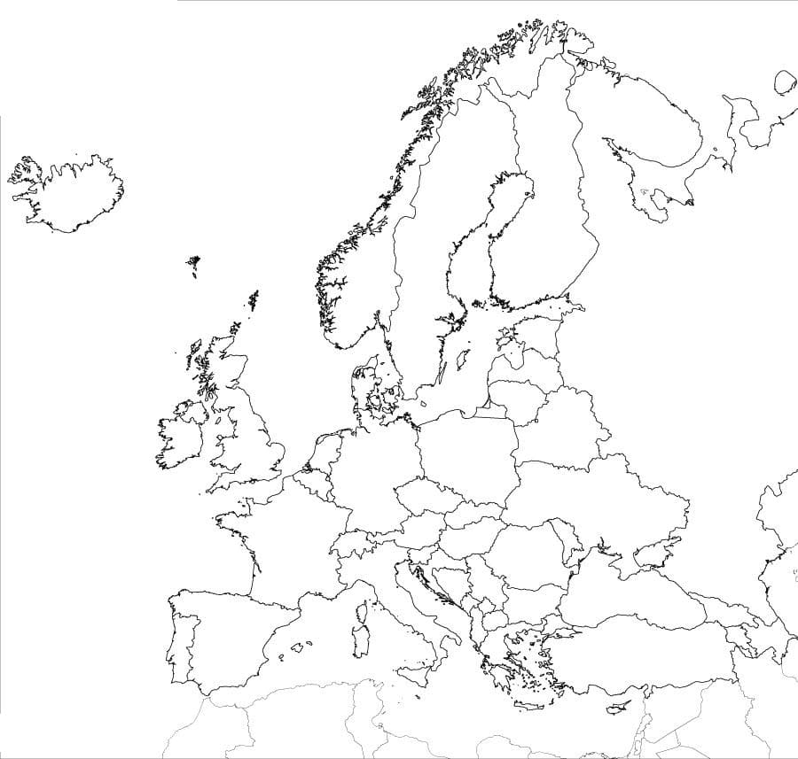 Europakart for studenter fargeleggingsside