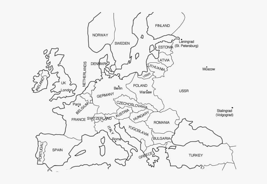 Europakart Utskrivbart bilde fargelegging