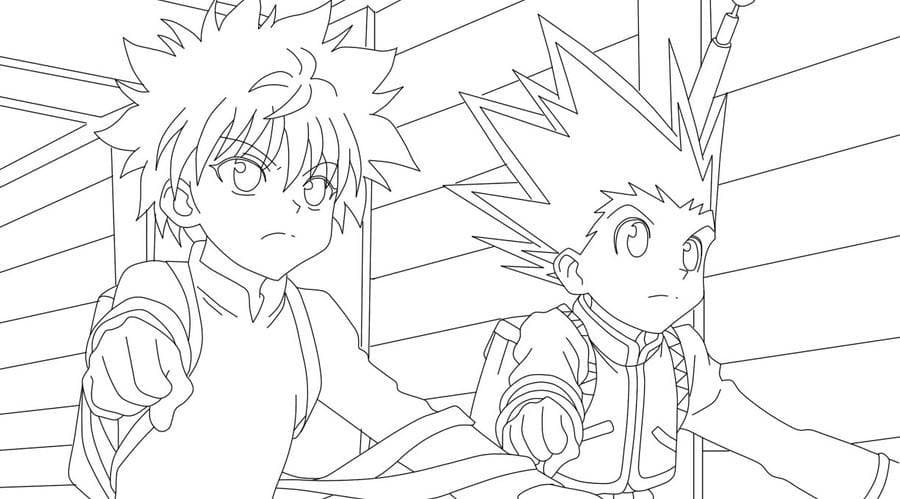 Gon Freecss og Killua fargeleggingsside