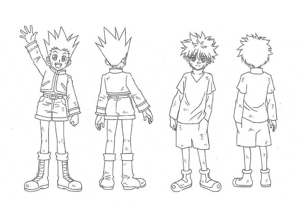 Gon Freecss og Killua HD gratis fargelegging