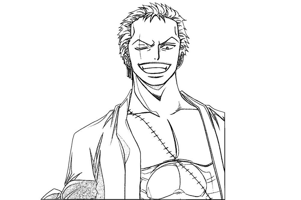 Smilende Zoro fargeleggingsside