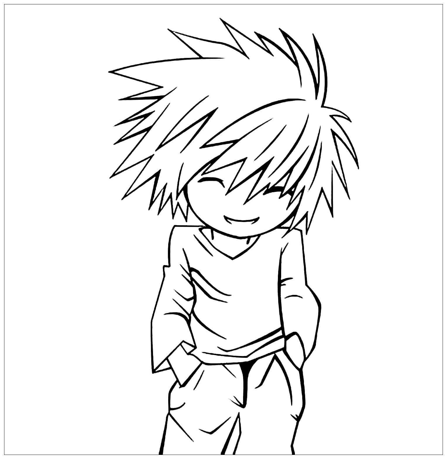 Søt Chibi Light Yagami fargeleggingsside