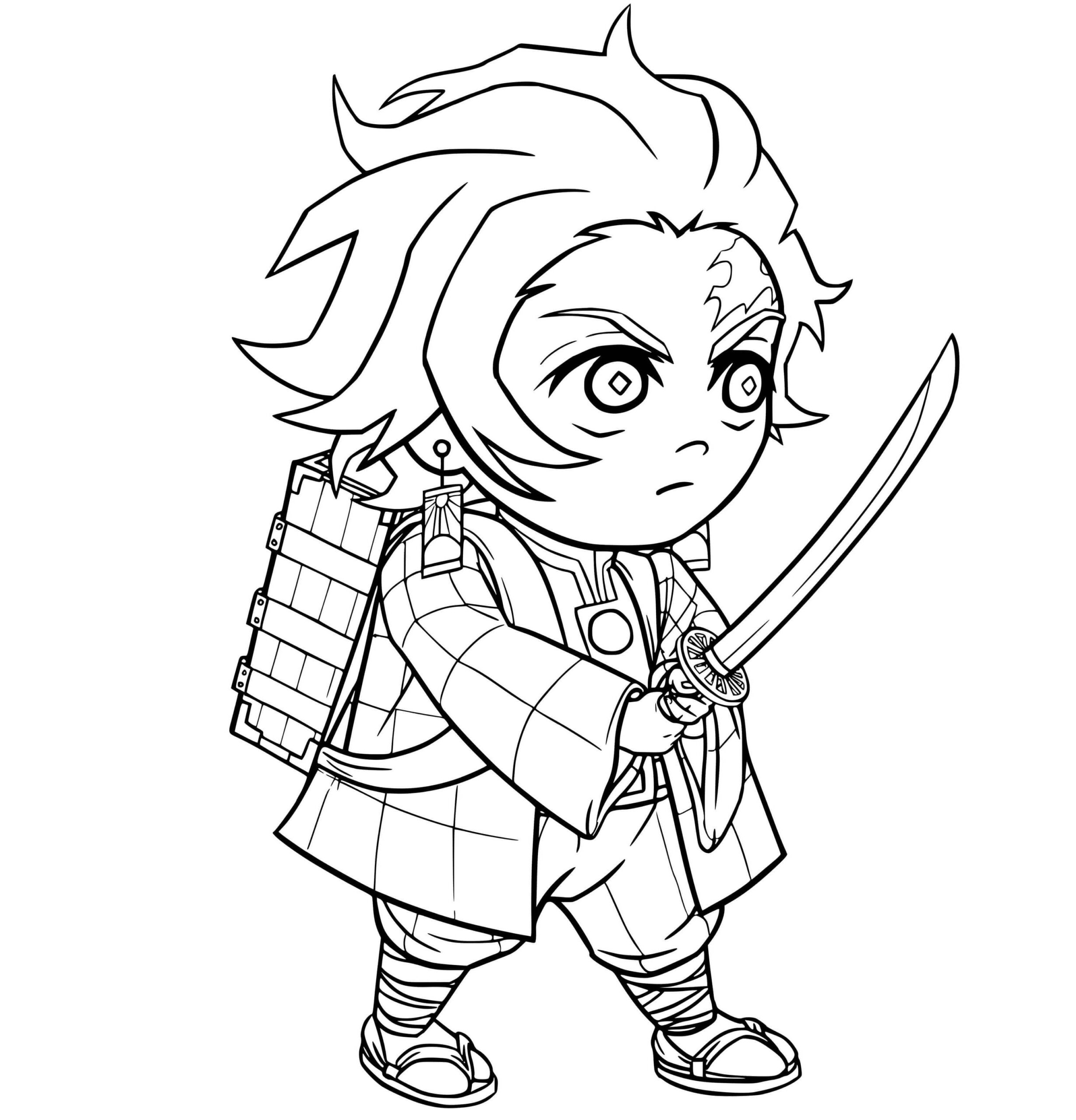 Søt Chibi Tanjiro fargelegging