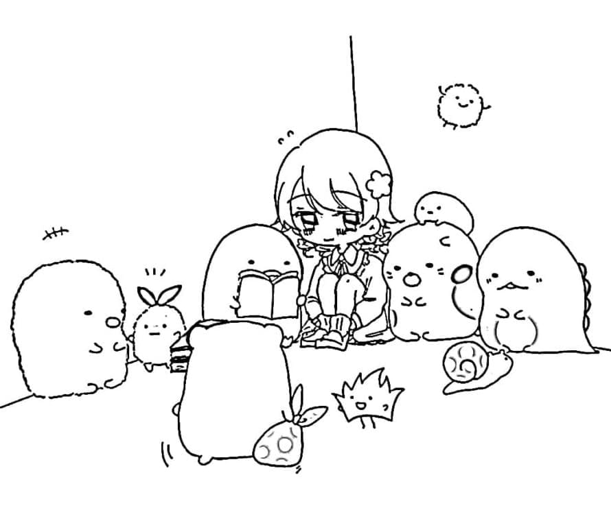 Sumikko Gurashi og Anime Girl fargelegging