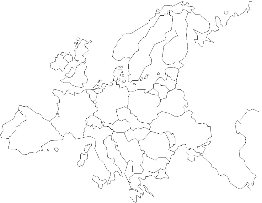 Tomt Europa-kart oversikt fargelegging