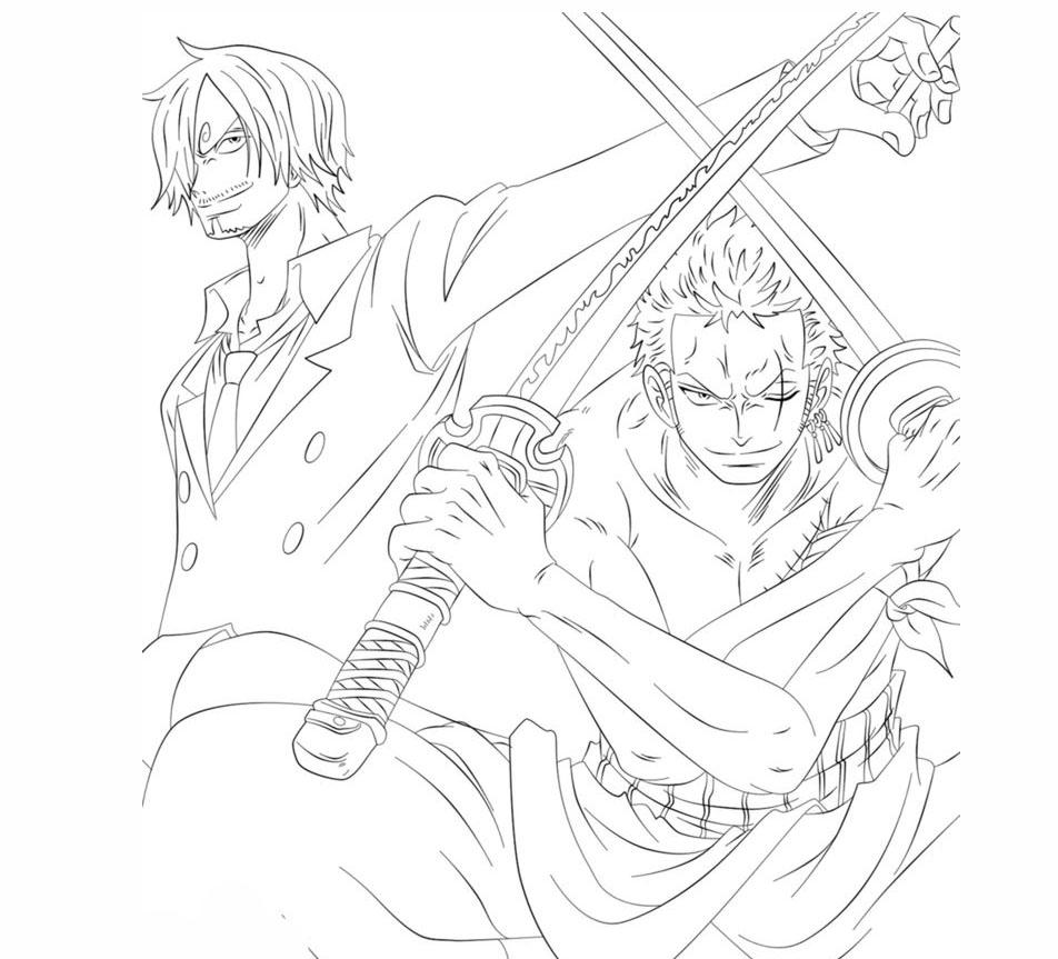 Zoro og Sanji fargeleggingsside