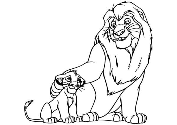 Far Og Sønn Løver fargeleggingsside