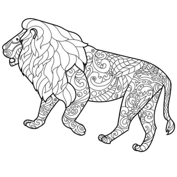 Løve Geometrisk Er For Voksne fargeleggingsside