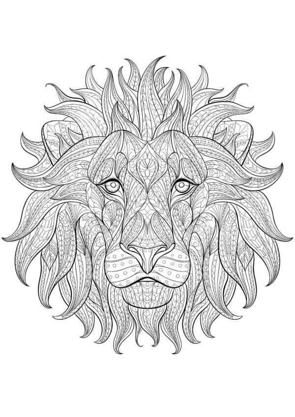 Løve Mandala fargeleggingsside