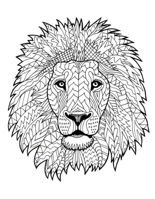 Løvens Gjennomtrengende Blikk fargeleggingsside
