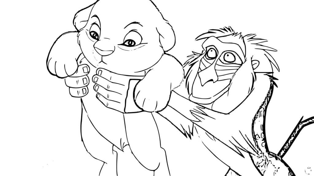 Monkey Og Simba fargeleggingsside