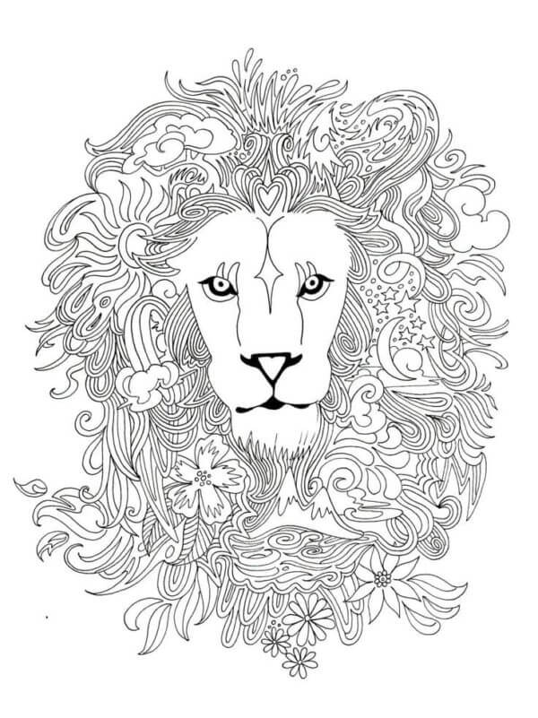 Zentangle Løve fargeleggingsside