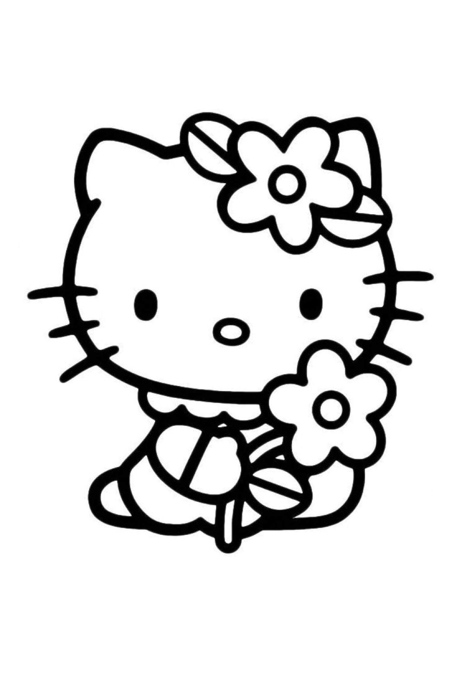 Hello Kitty Holder Blomst fargelegging