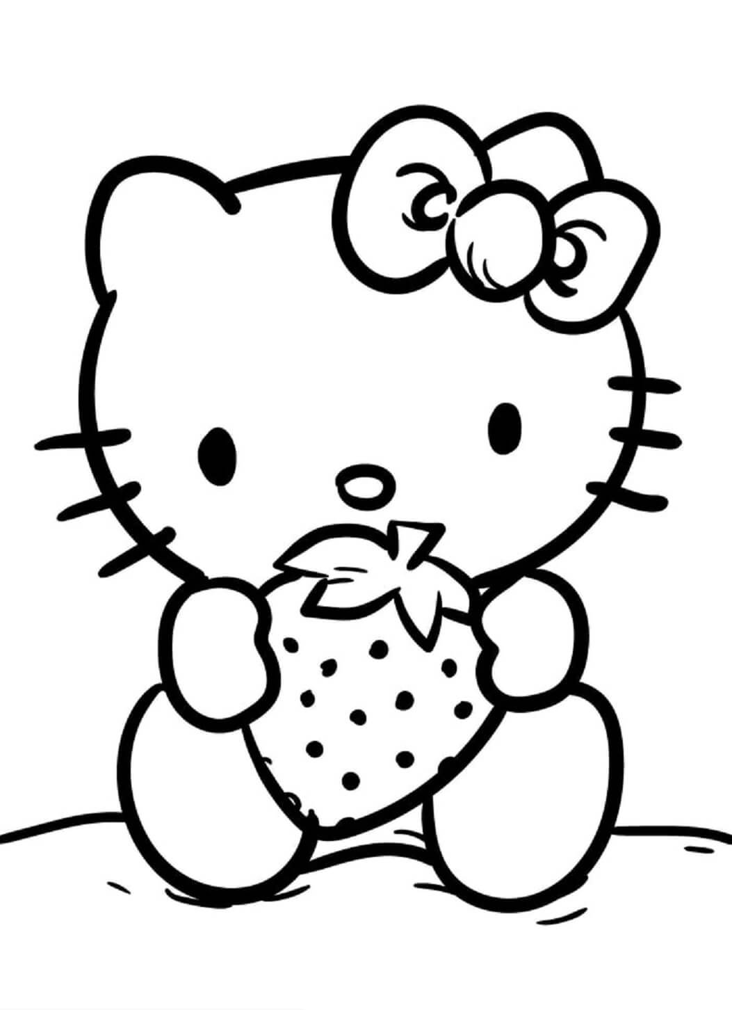 Hello Kitty Holder Jordbær fargeleggingsside