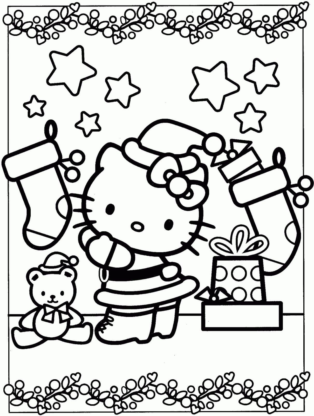 Hello Kitty i Julen fargeleggingsside