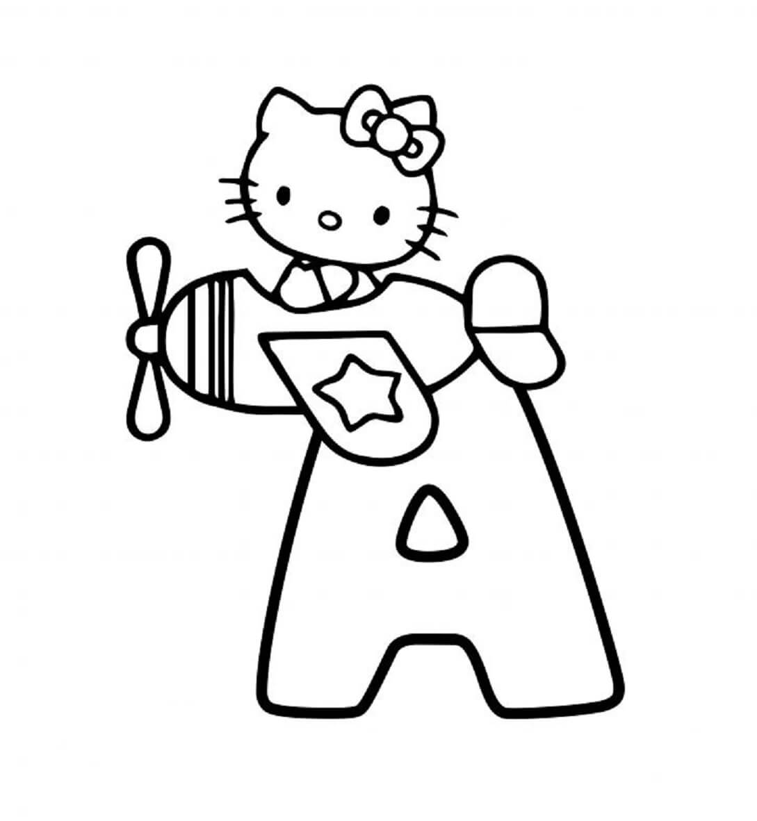 Hello Kitty Med Bokstaven A fargelegging