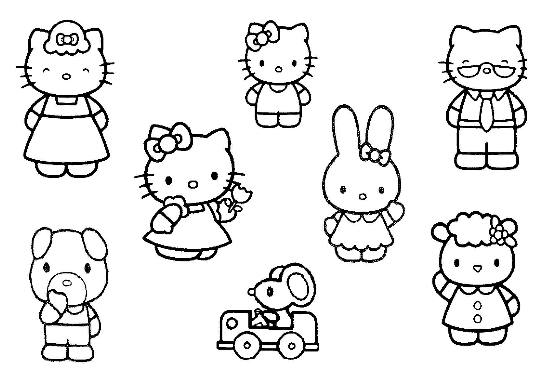 Hello Kitty og Venner fargelegging