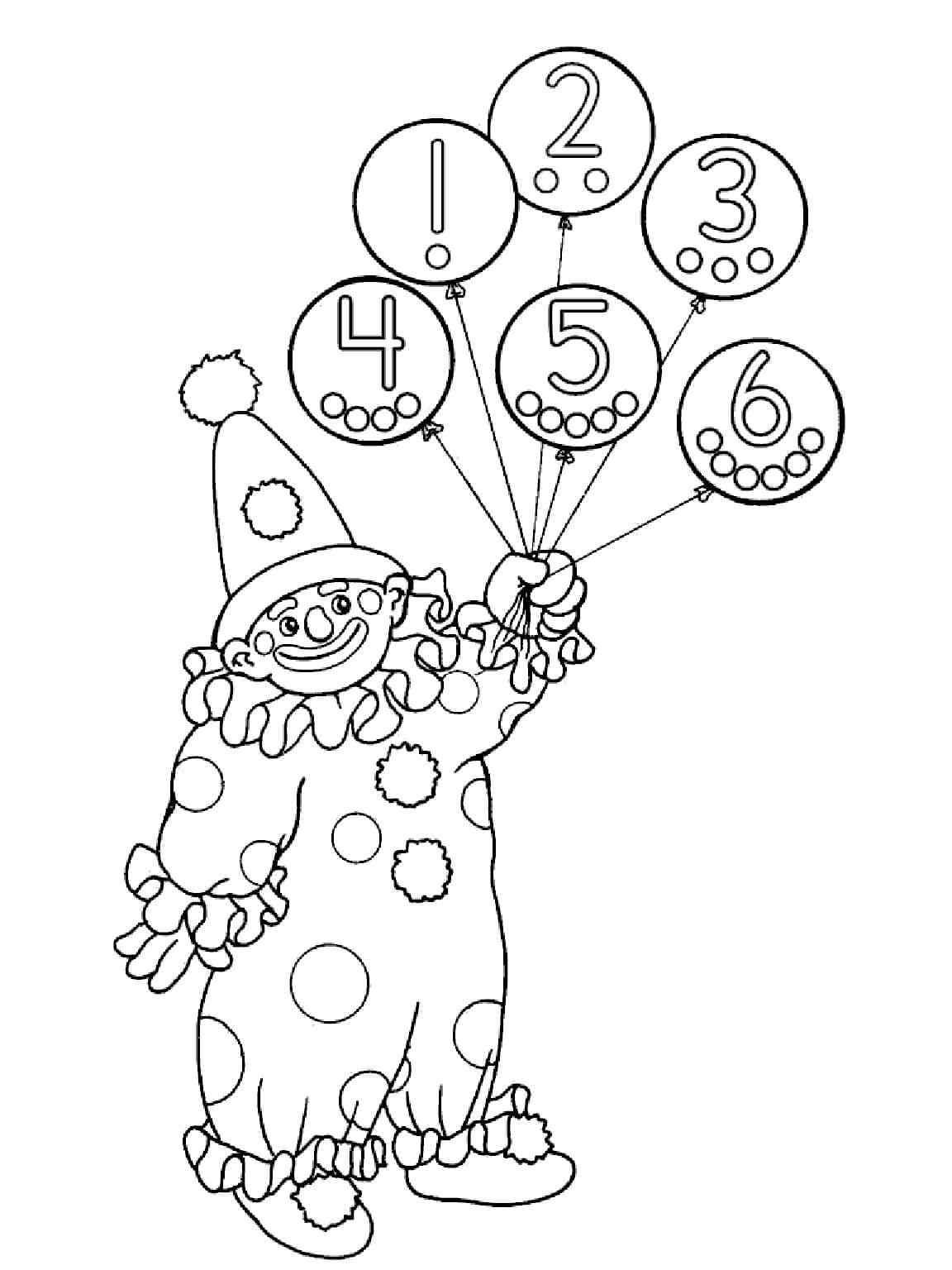 Klovn Holder Ballonger Med Tall fargelegging
