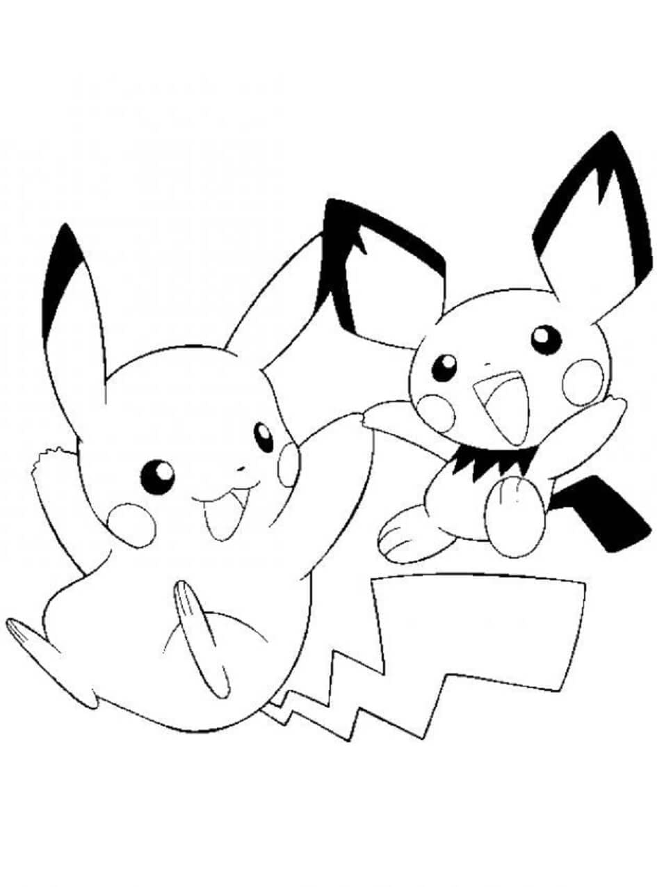 Morsom Pikachu og Pichu fargelegging