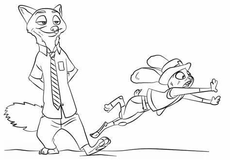 Nick og Judy Bilde skisserer fargeleggingsside