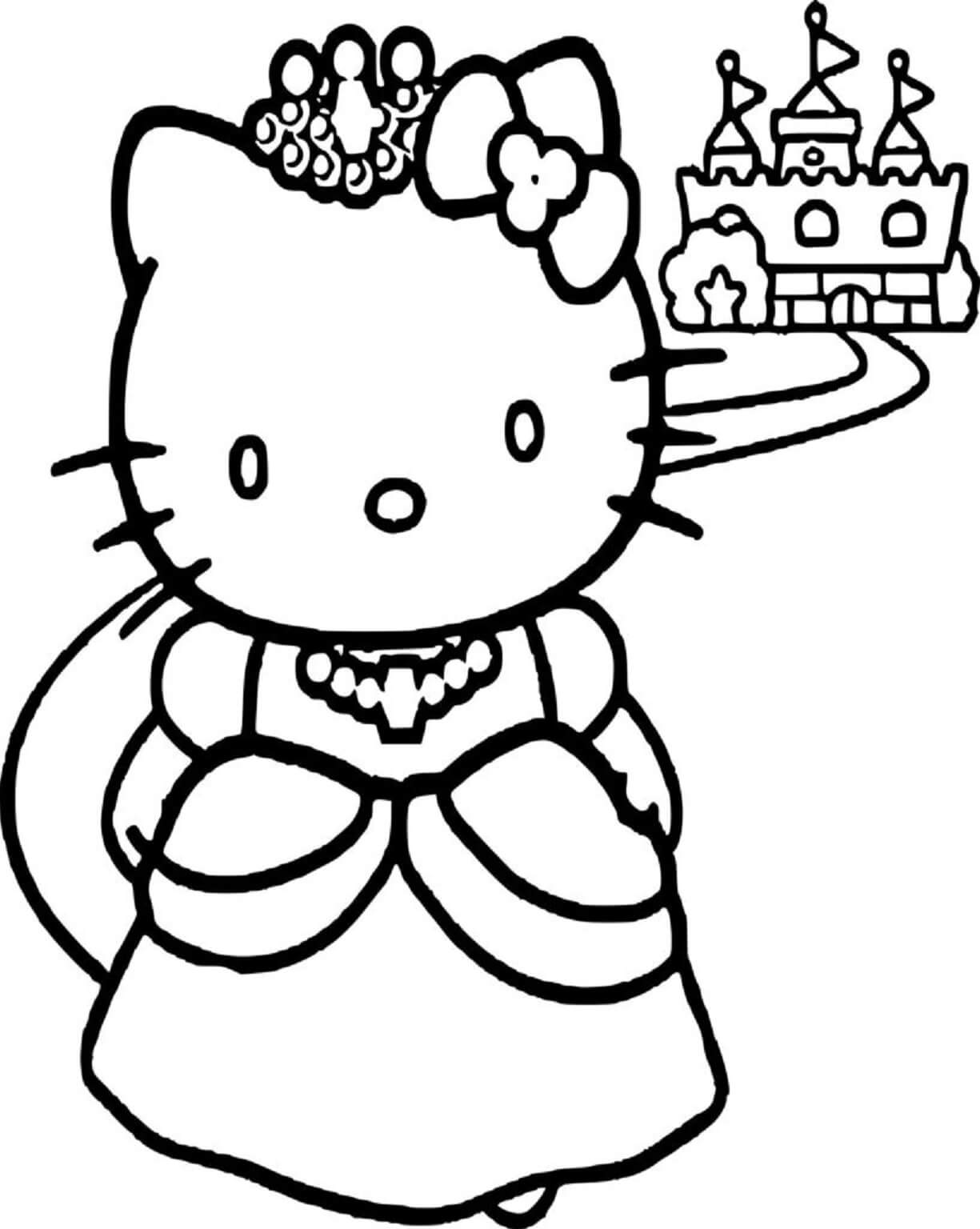 Prinsesse Hello Kitty Med Slott fargelegging