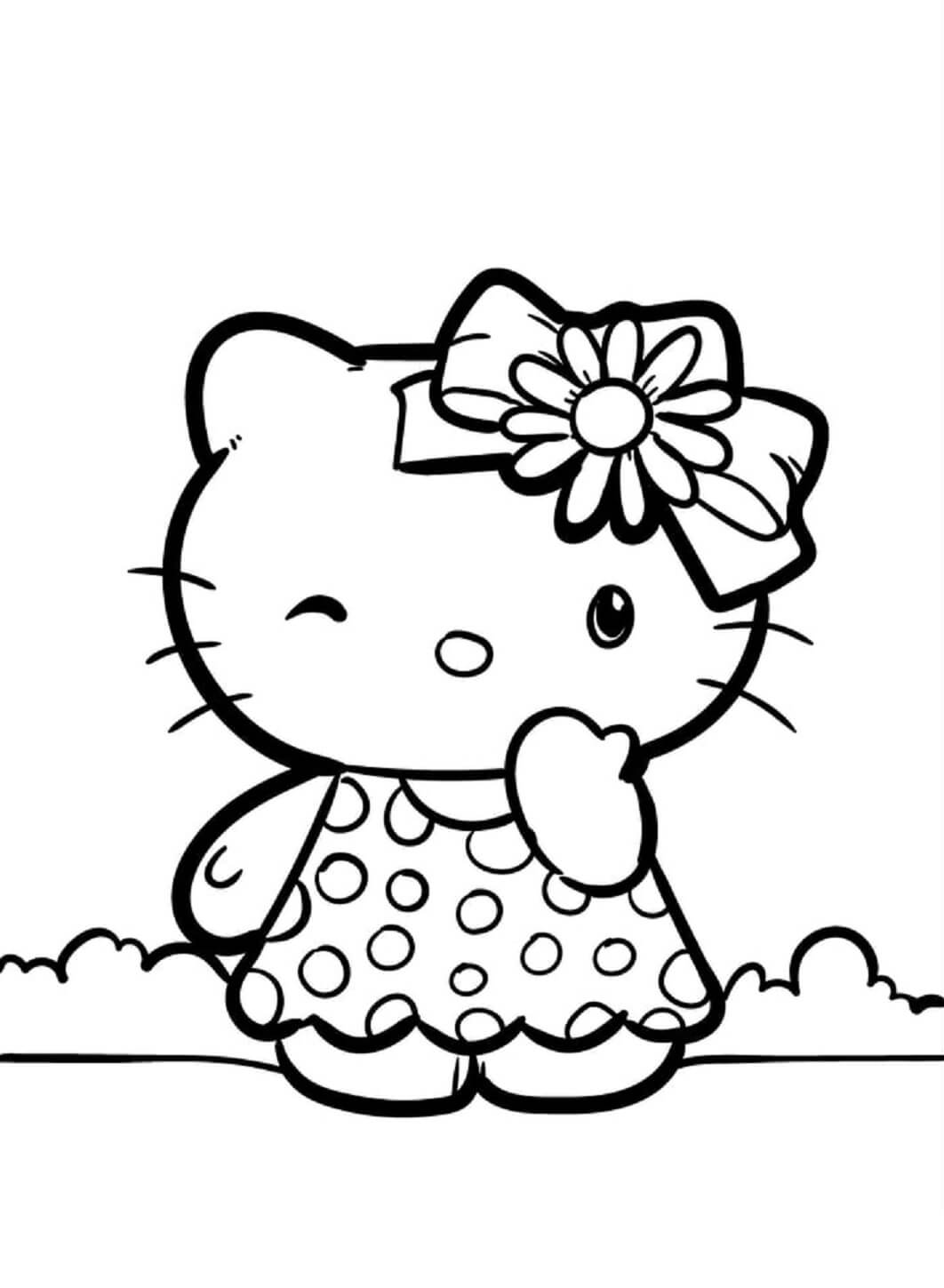 Søt Hello Kitty fargeleggingsside