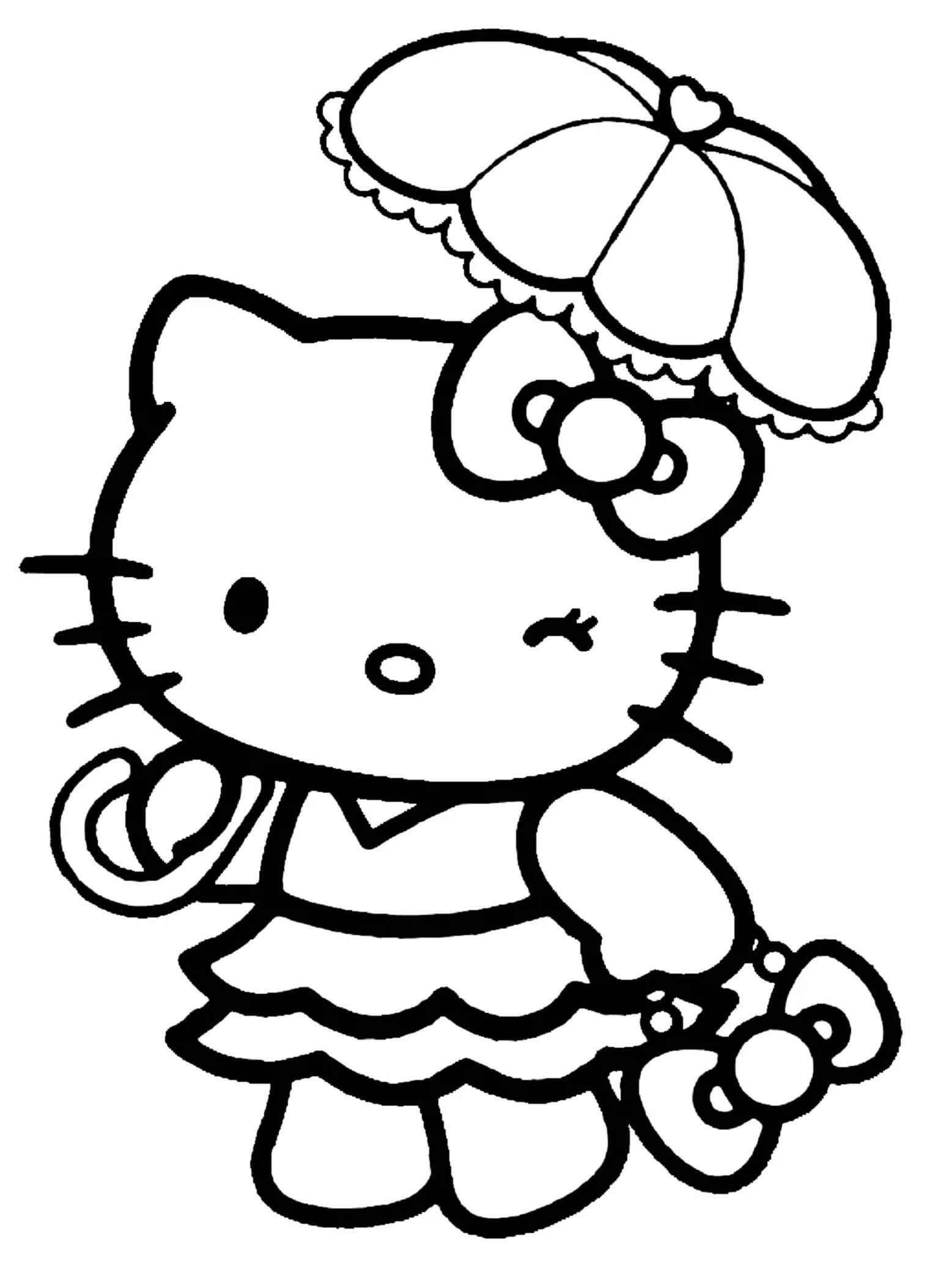 Søt Hello Kitty Holder Paraply fargelegging
