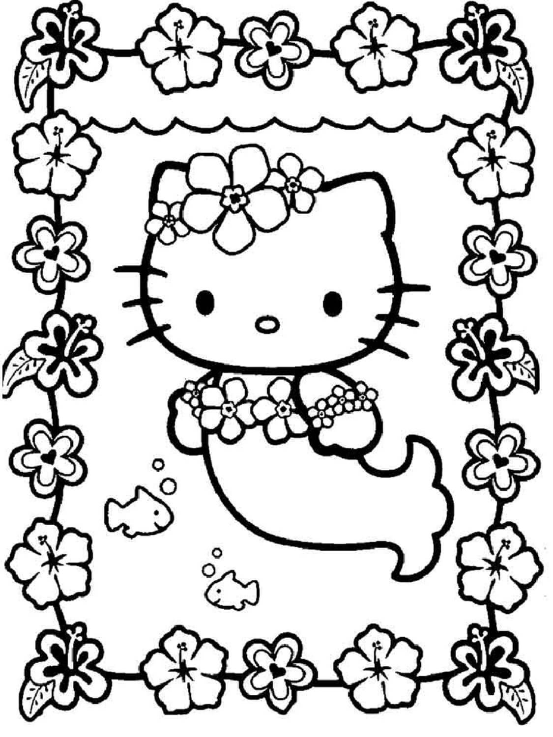 Tegning Av Hello Kitty Havfrue fargelegging