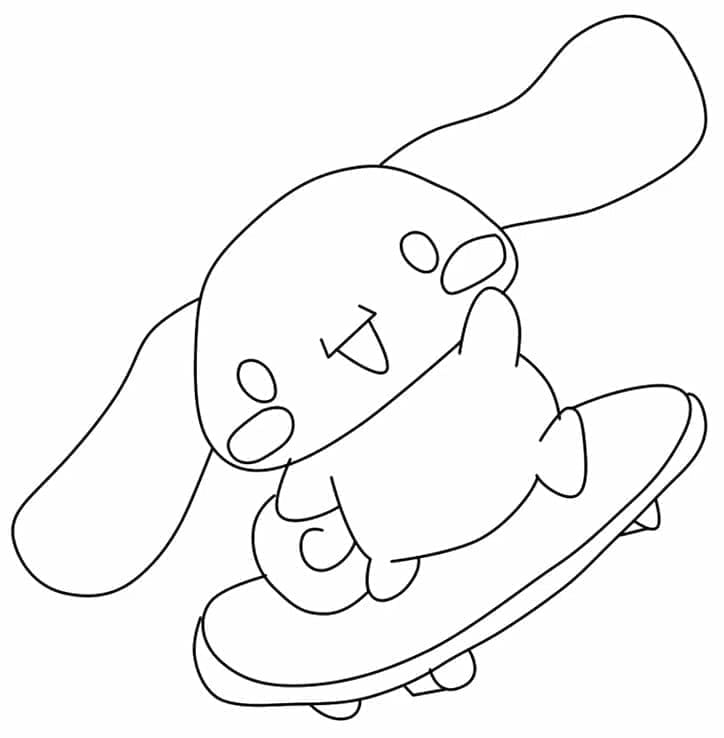 Cinnamoroll på skateboard fargeleggingsside