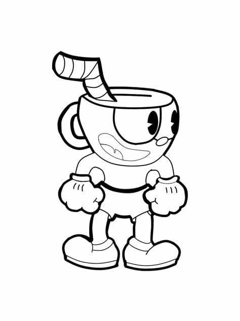 Cuphead begeistret fargeleggingsside