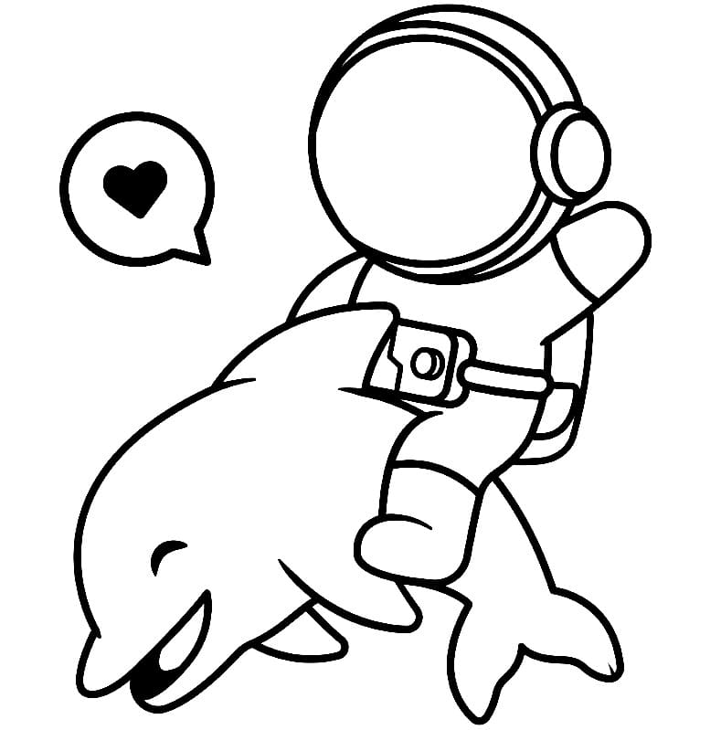 Delfin Og Astronaut fargelegging