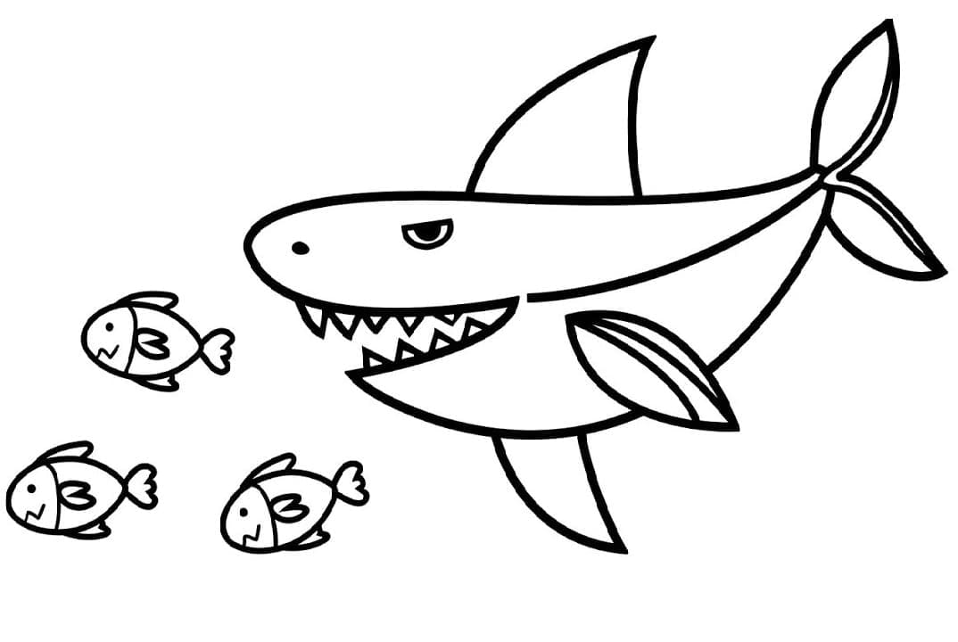 Hai Og Fisk fargeleggingsside