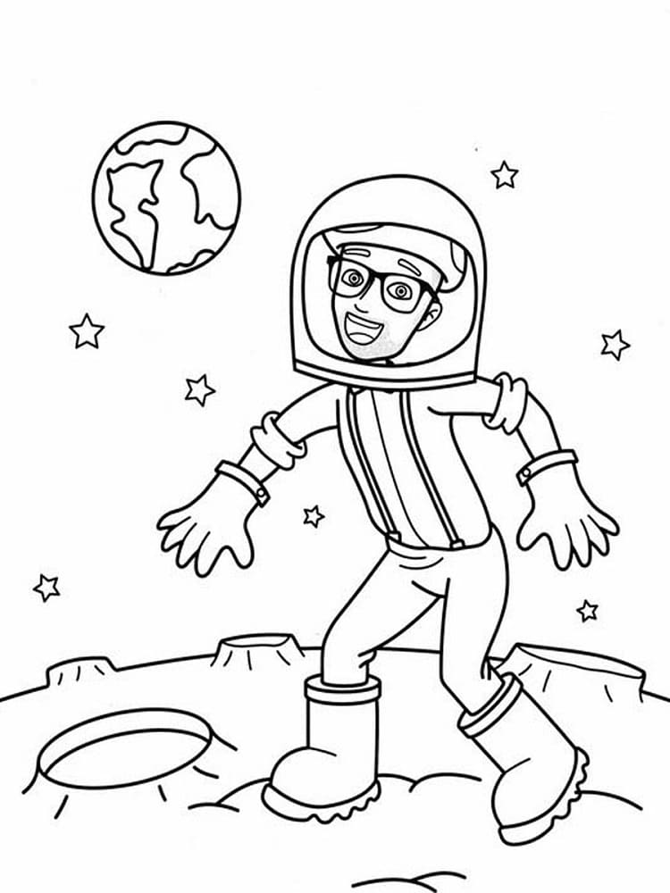 Astronaut Blippi fargeleggingsside