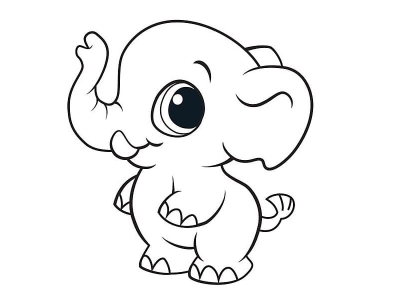 Babyelefant Stående fargelegging