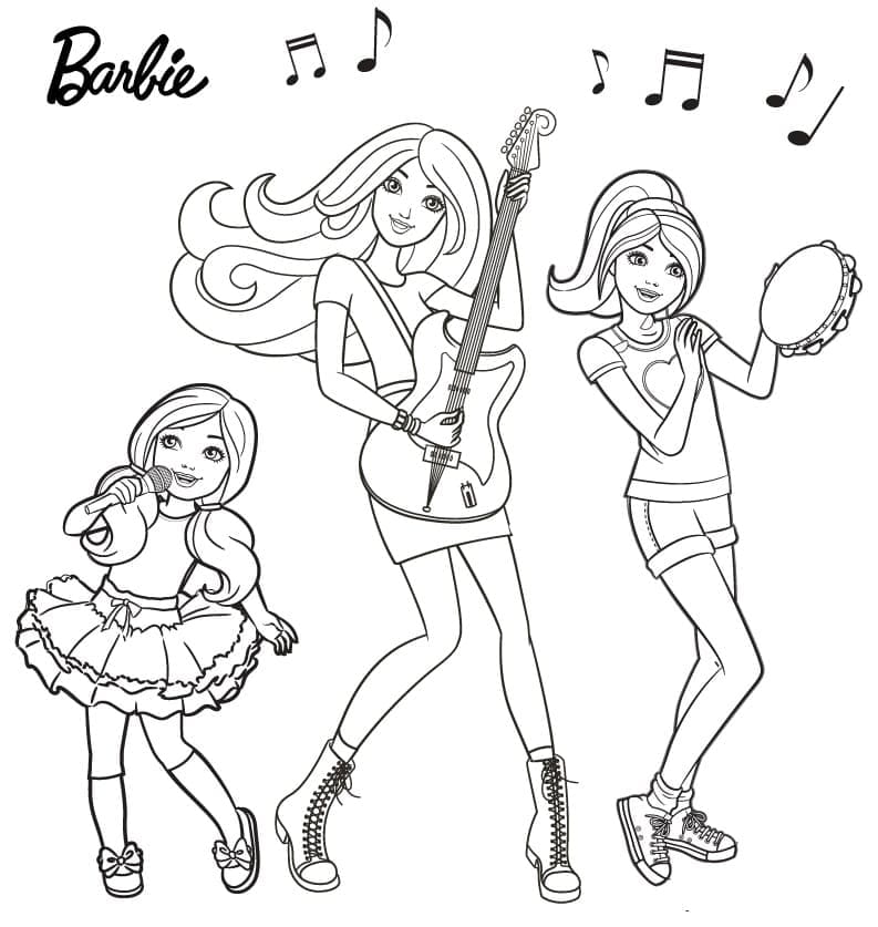 Barbies Musikkband fargelegging