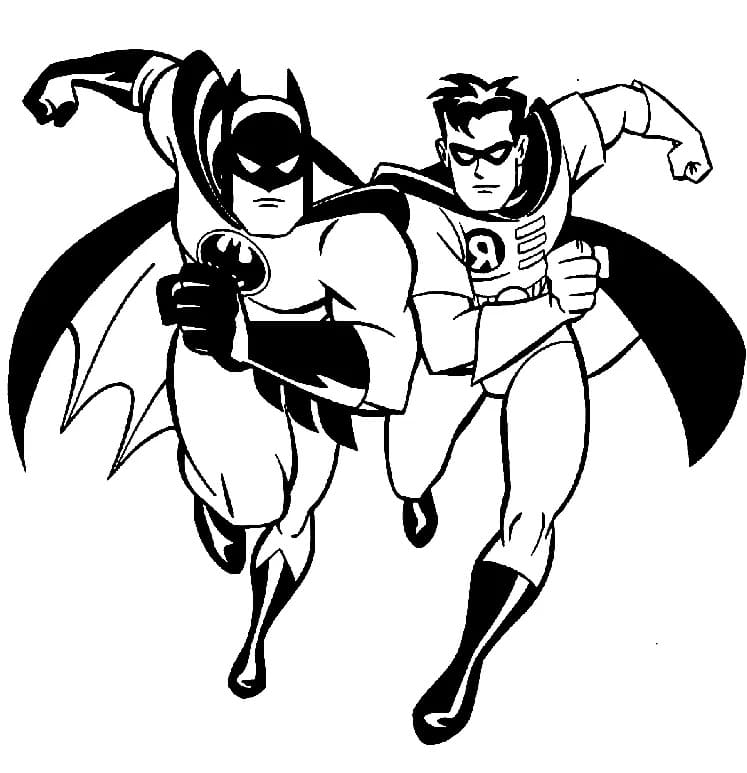 Batman Med Robin Løpende fargelegging