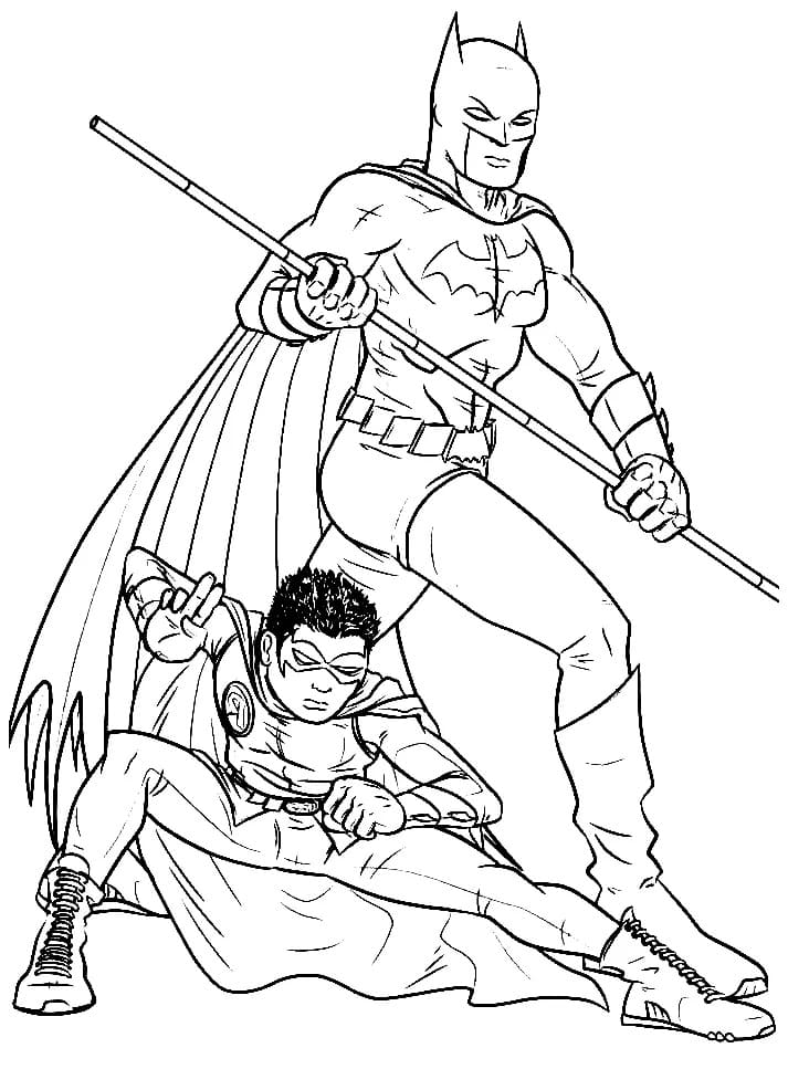 Batman Og Robin Slåss fargelegging