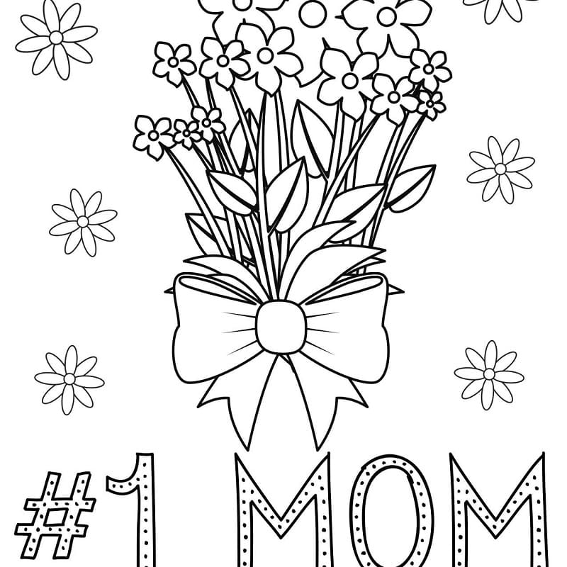 Blomster til beste mamma fargeleggingsside