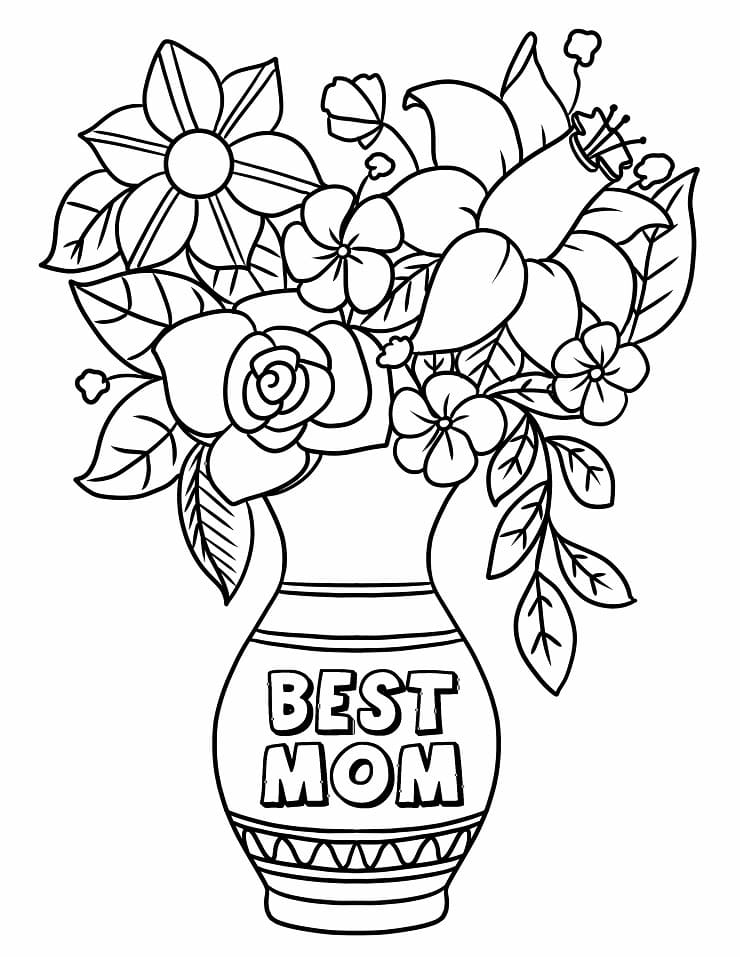 Blomster til mamma fargeleggingsside
