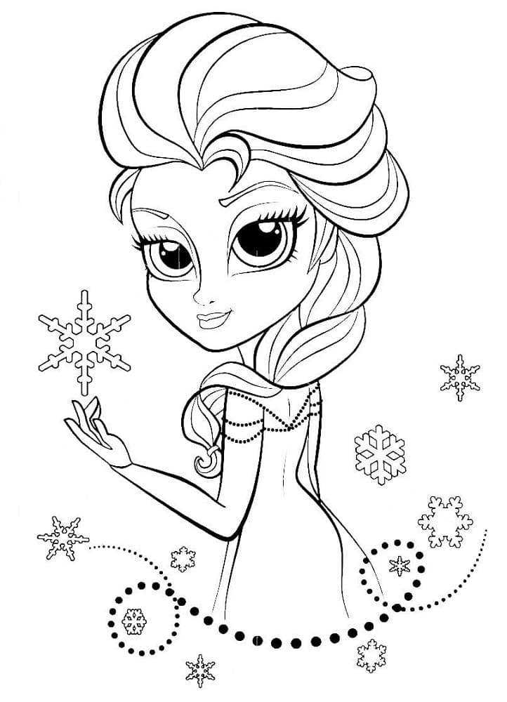 Chibi dronning Elsa fargelegging