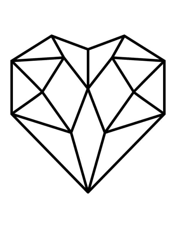 Diamanthjerte fargeleggingsside