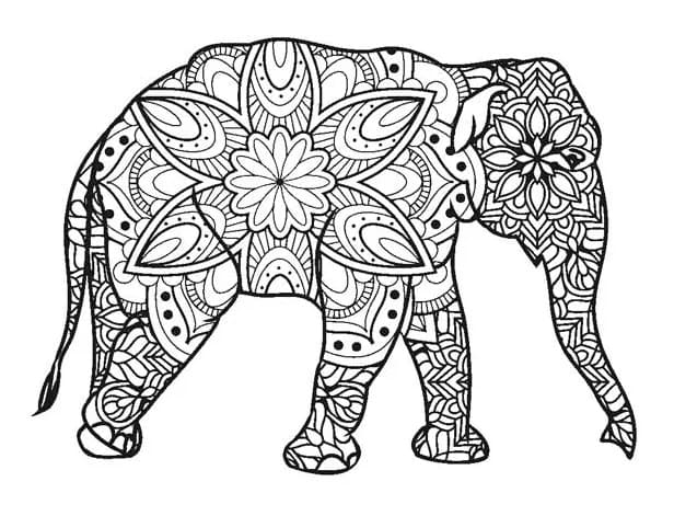 Elefant Mandala fargeleggingsside