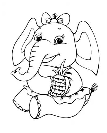 Elefant Med Ananas fargelegging